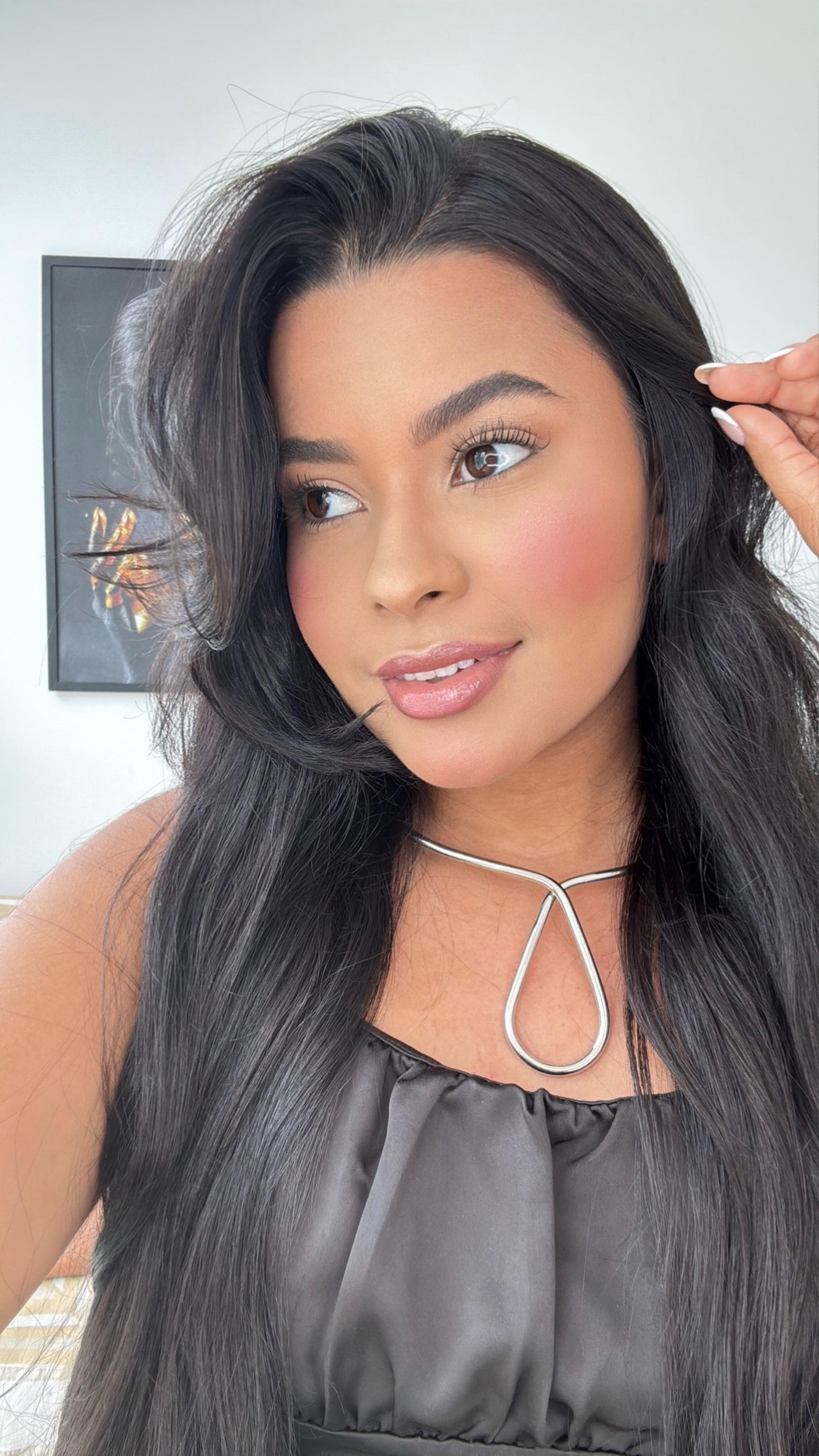 colar aro choker prata transpassado