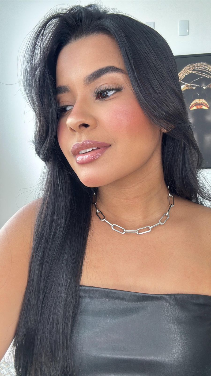 gargantilha choker corrente com elos longos cartie prata
