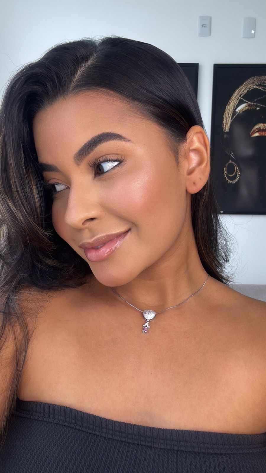 colar prata com coração cravejado filha