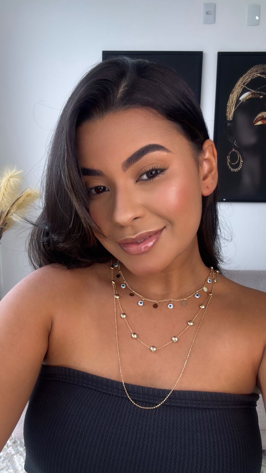 Colar triplo olho grego prata fecho único