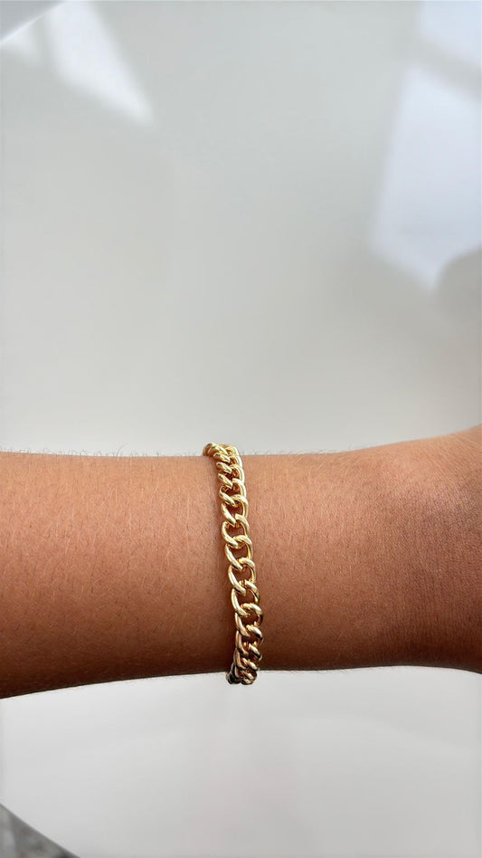 pulseira feminina elo grumet dourada