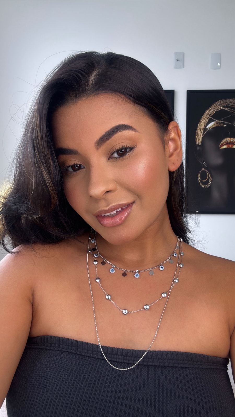 Colar triplo olho grego prata fecho único