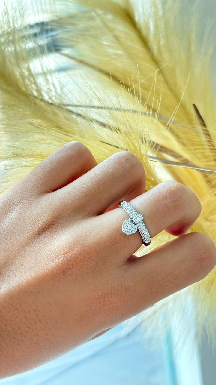 anel pingente coração prata