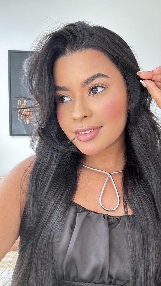 colar aro choker prata transpassado