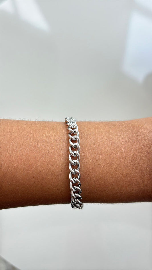 pulseira feminina elo grumet prata