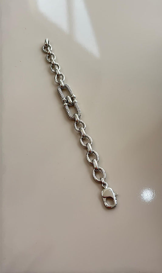 pulseira inspiração tiffany elos cravejados em prata