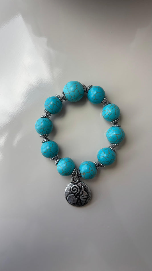 pulseira estilo boho azil com prata envelhecido