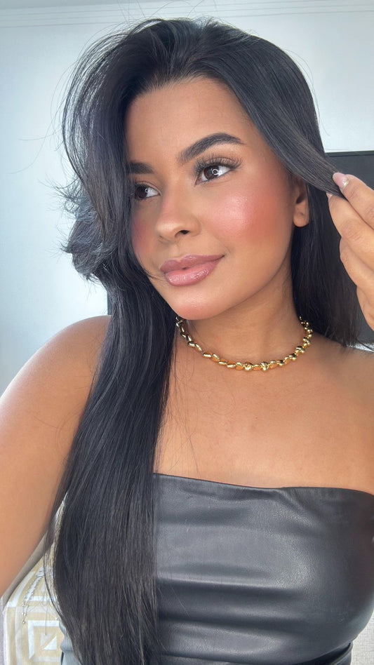 choker coração dourada