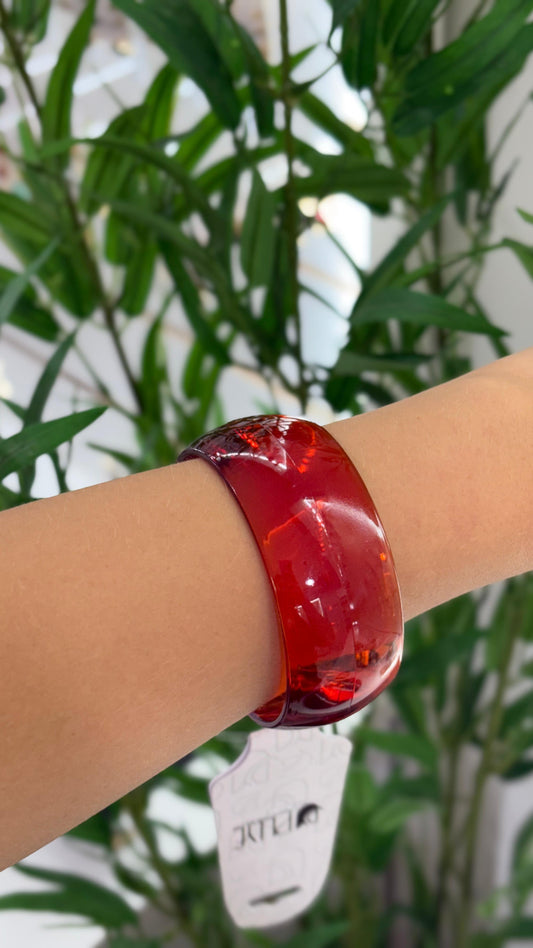 bracelete acrílico grosso marrom com transparência