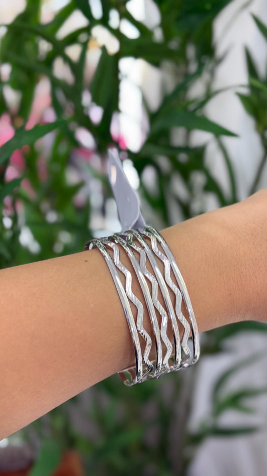 bracelete fios e ondas pratas