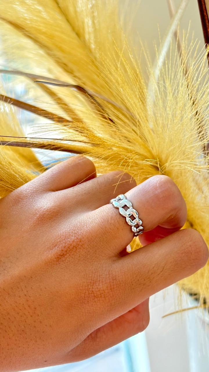 anel prata elos detalhes minhimalistas