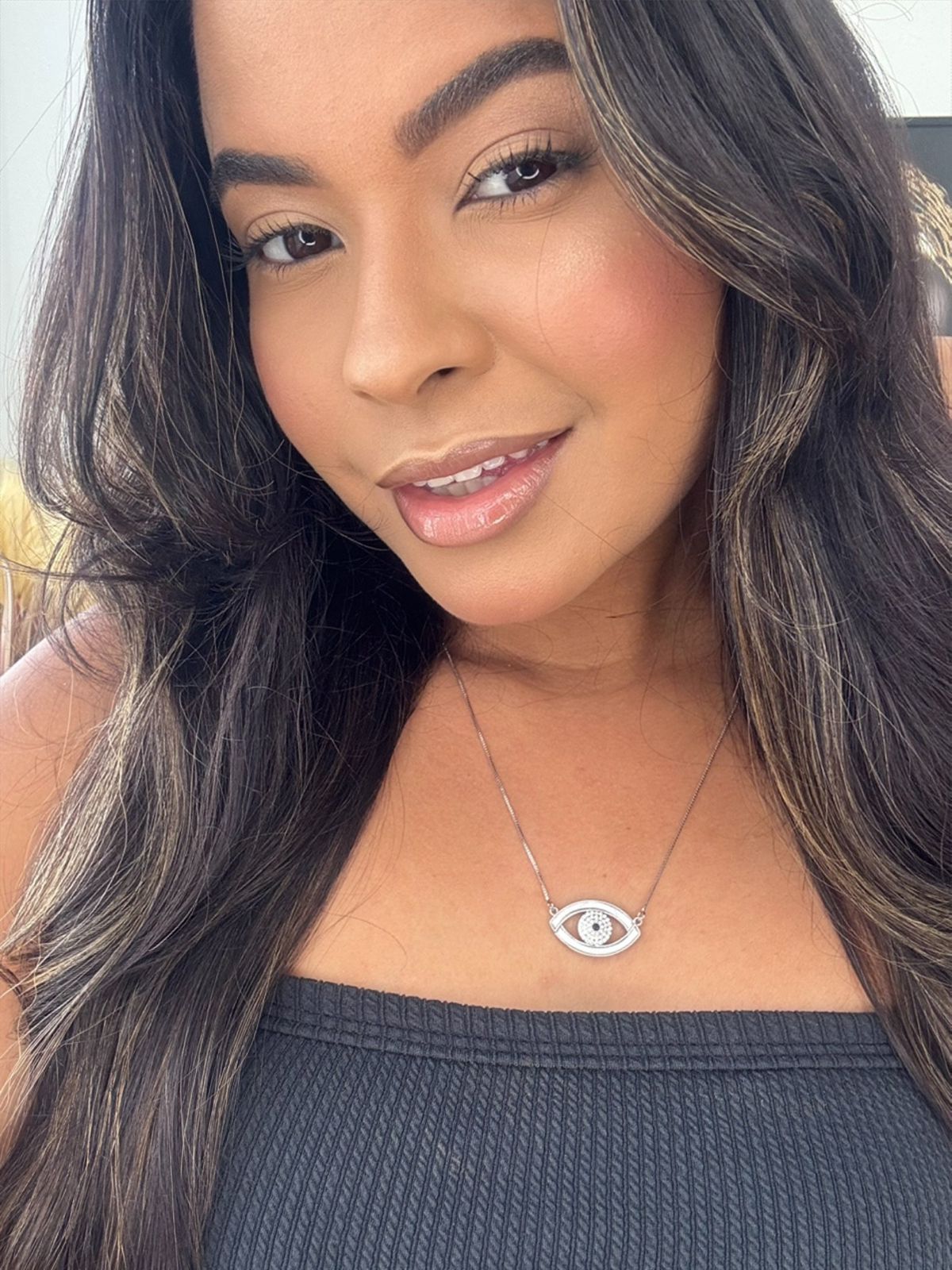 colar prata olho grego cravejado