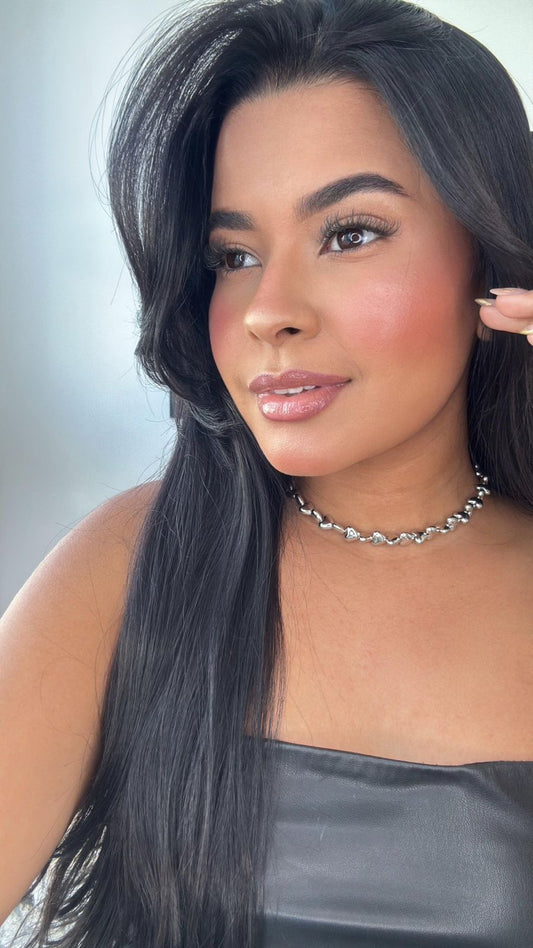 choker coração prata