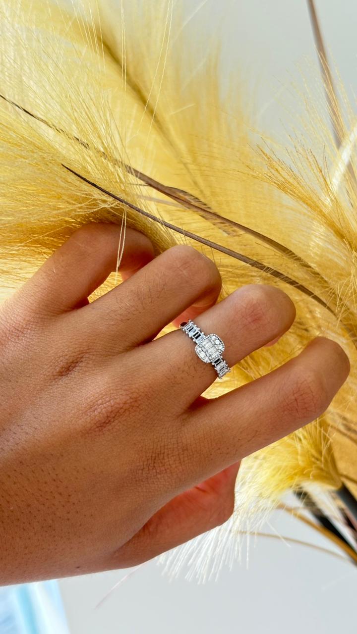 anel solitário prata chic