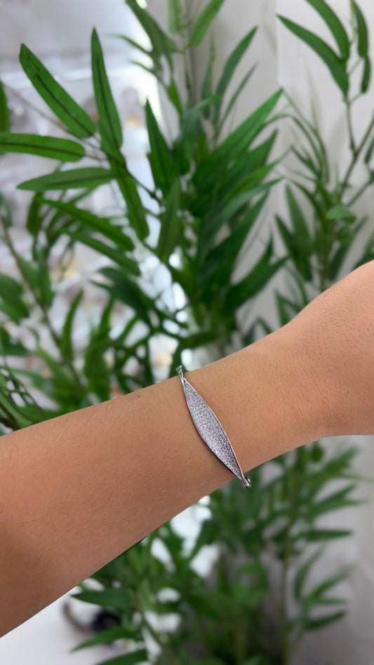 bracelete chic prata com strass