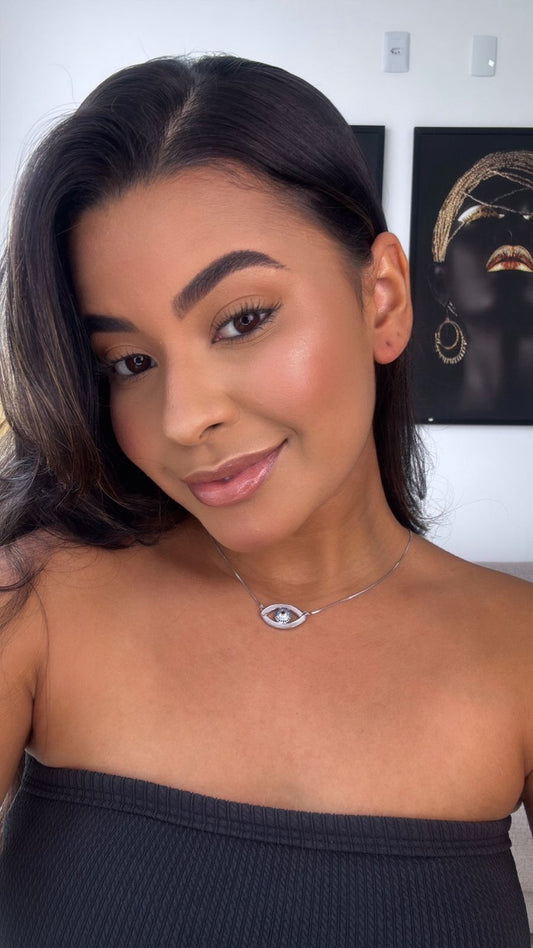 colar prata olho grego cravejado