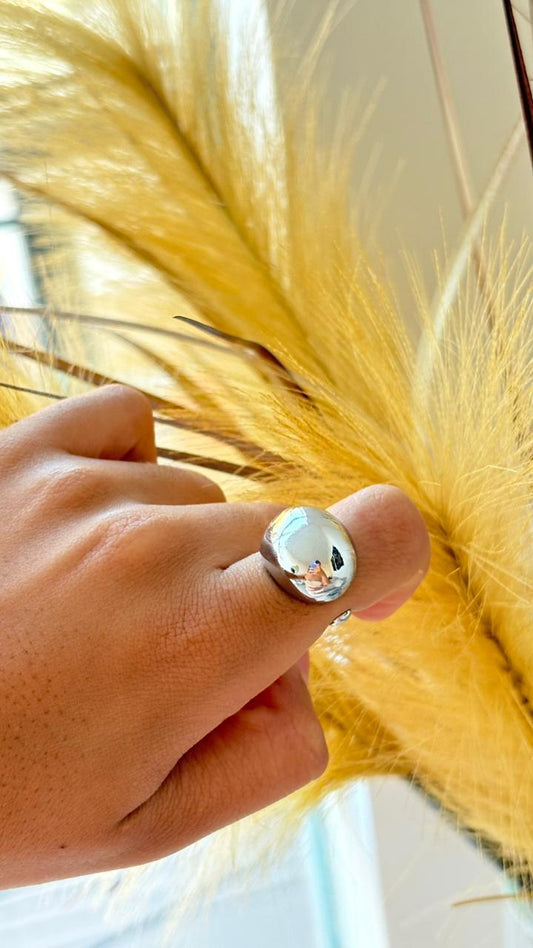 Anel prata redondo regulável