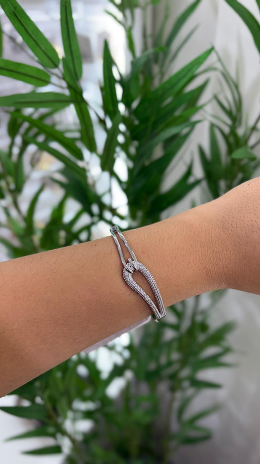 bracelete  prata elos prata com strass