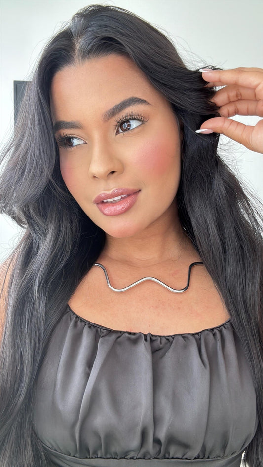 colar aro choker ondulado prata