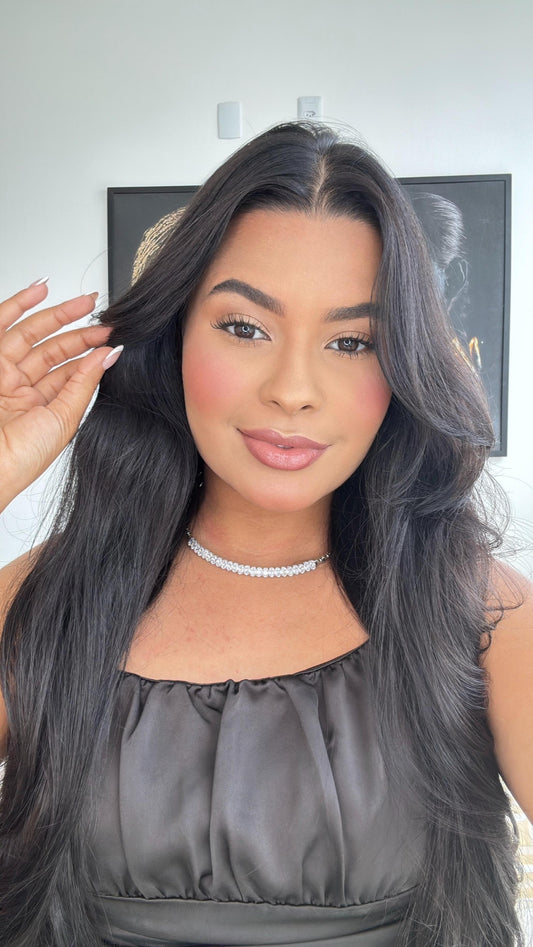 colar choker cravejada de pedras prata