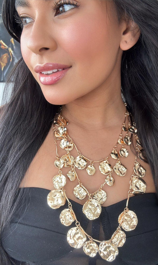 colar orgânico  inspiração zara trio dourado