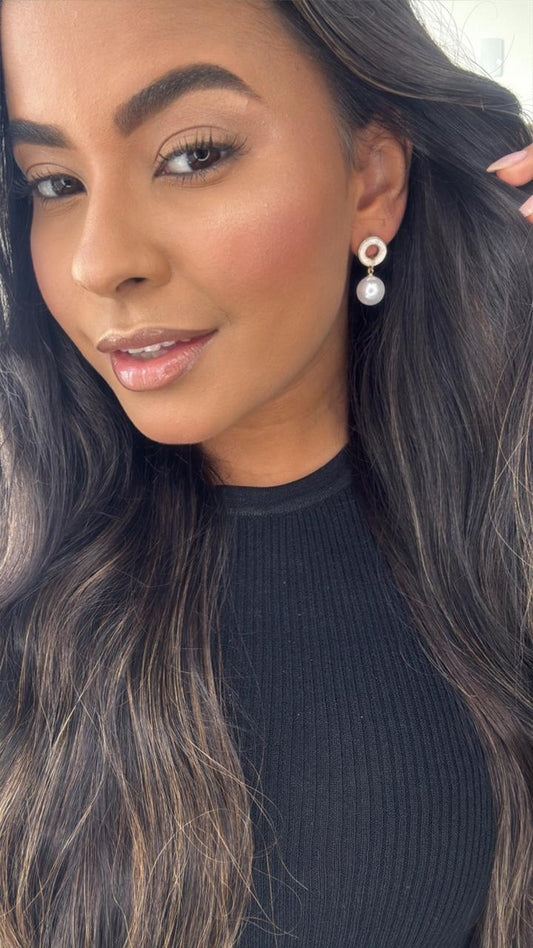 brinco pérola argolinha