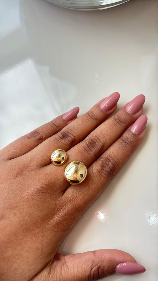 anel dourado bolas tamanho 18