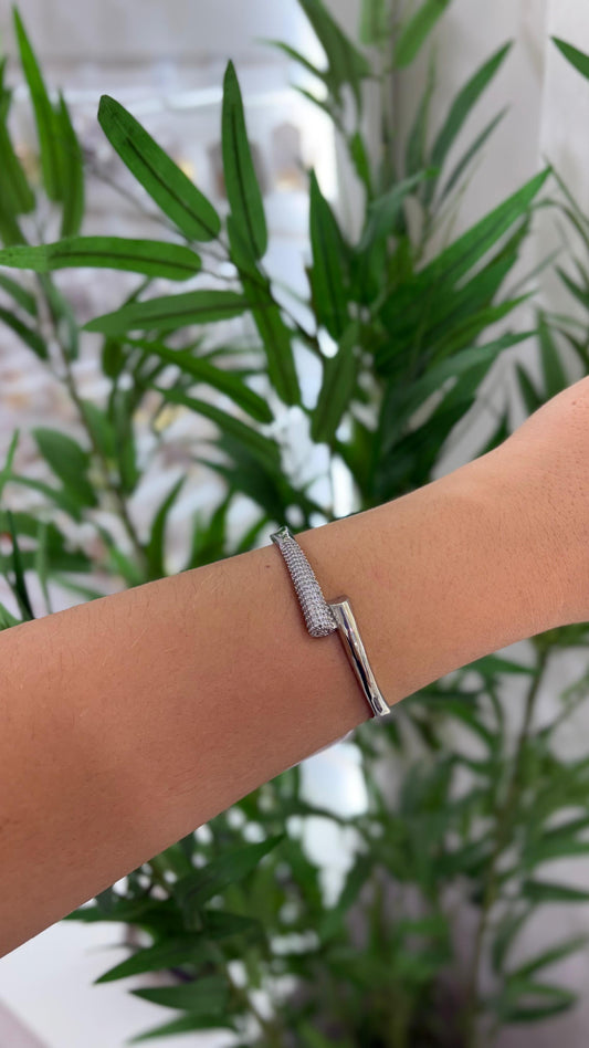 bracelete mix prata com strass