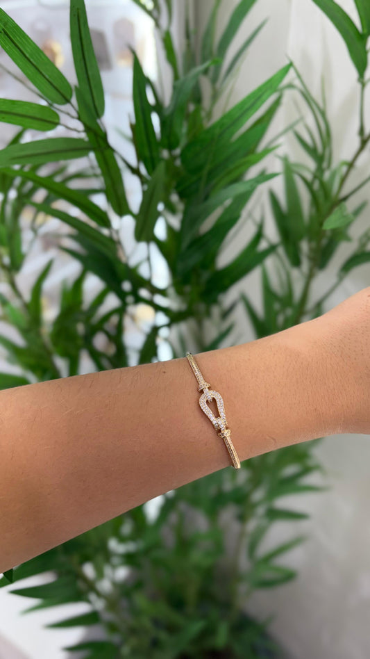 bracelete dourado zircônia collection