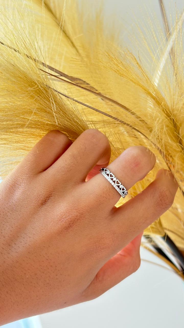 anel prata elo de coração