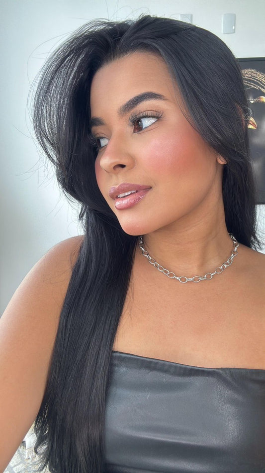 gargantilha choker corrente com elos ovais prata