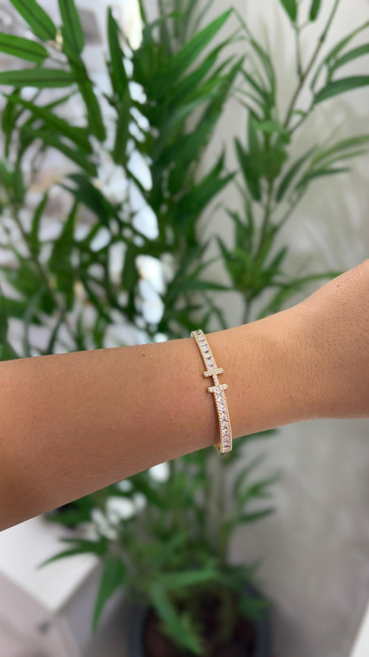 bracelete inspiração hermes dourado