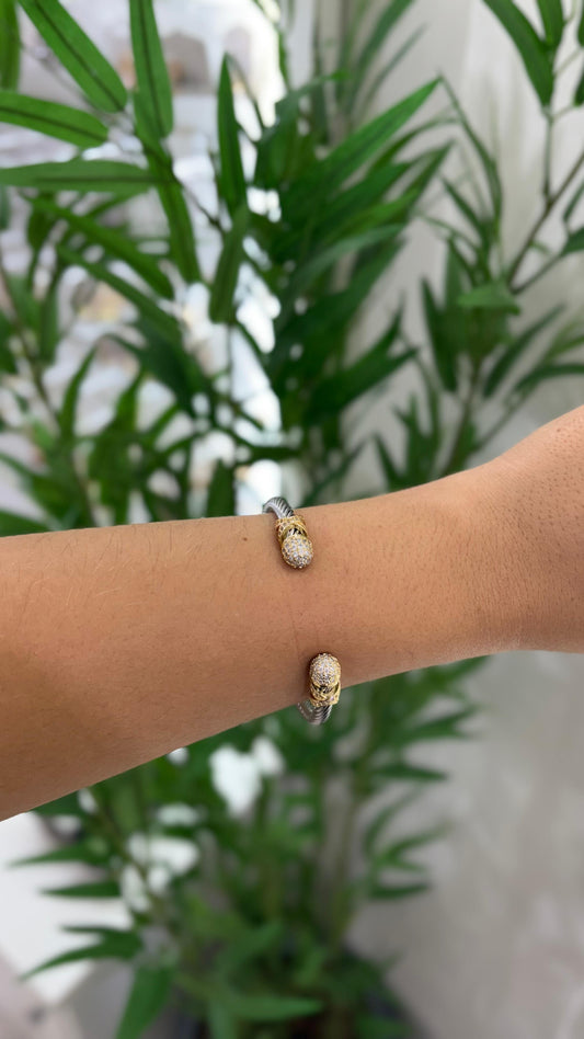 bracelete de aço mix de prata e dourado