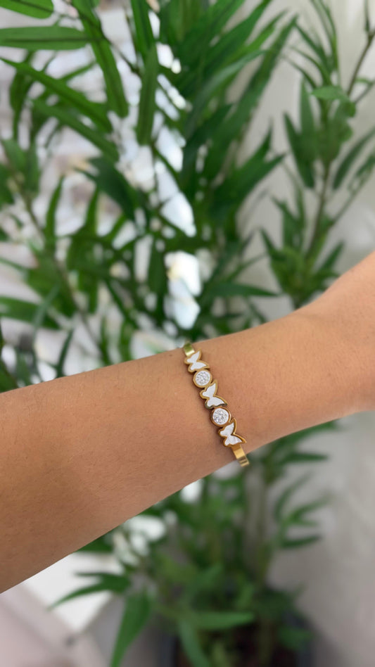 bracelete borboleta aço inoxidável