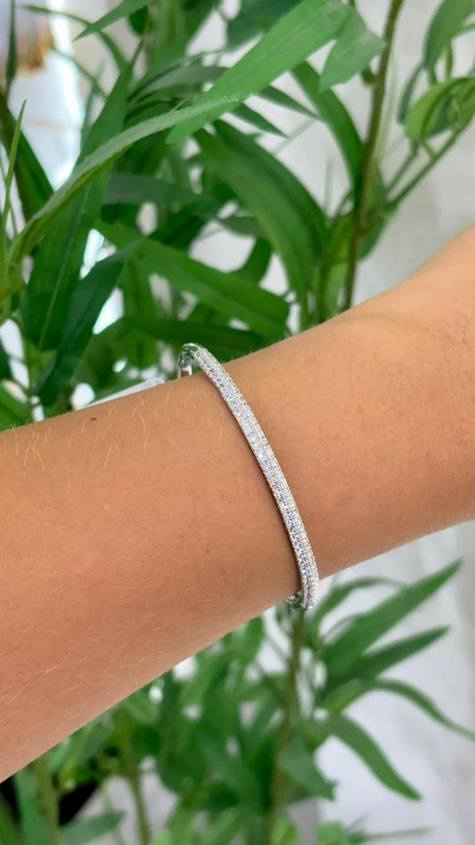 bracelete minimalista prata cravejado