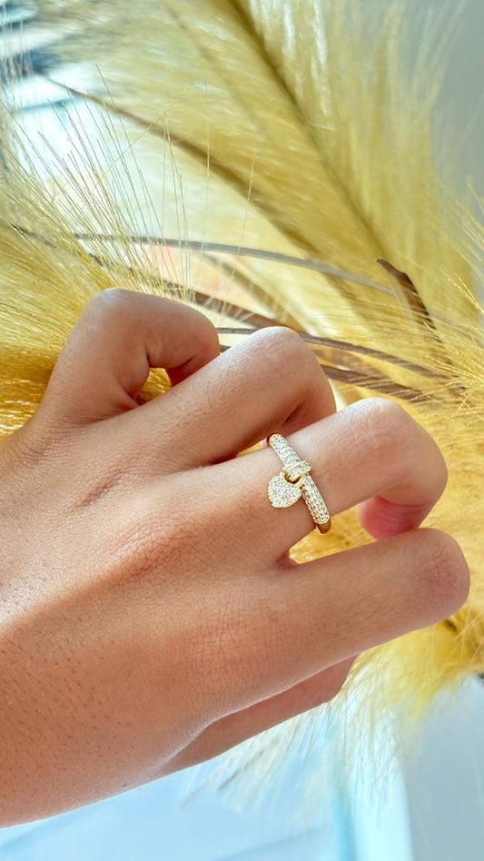 anel pingente coração dourado