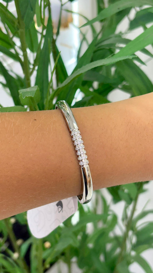 bracelete prata com pedraria de cristal