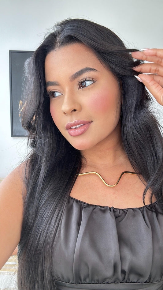 colar aro choker ondulado dourado