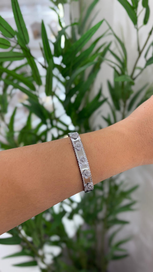bracelete inspiração prata aço inoxidavel